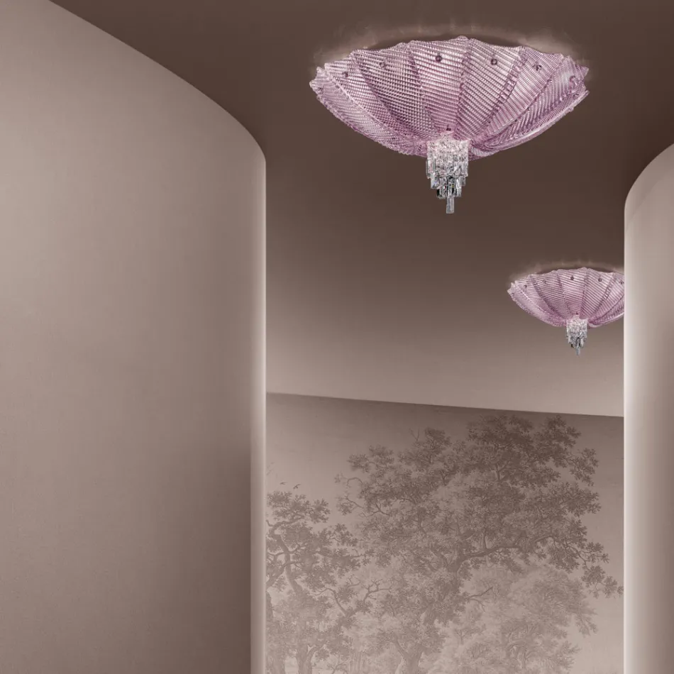 Handmade Venetian Glass and Metal Ceiling Lamp Made in Italy - Fabiana Viadurini