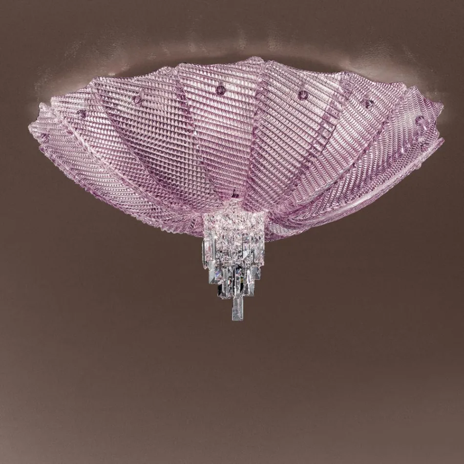 Handmade Venetian Glass and Metal Ceiling Lamp Made in Italy - Fabiana Viadurini