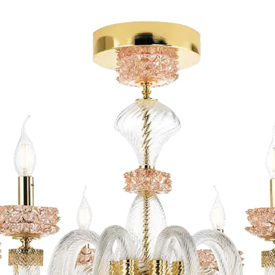 Classic Ceiling Lamp 8 Lights in Italian Luxury Handcrafted Glass - Saline Viadurini