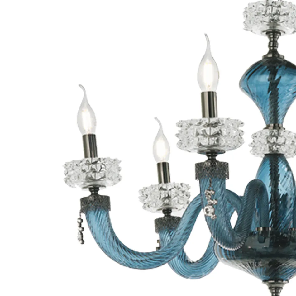 Classic Ceiling Lamp 8 Lights in Italian Luxury Handcrafted Glass - Saline Viadurini