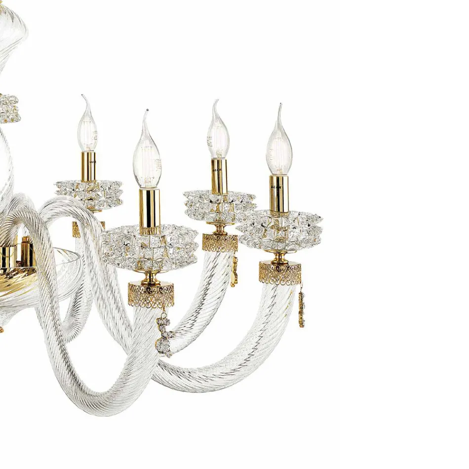 Classic Ceiling Lamp 8 Lights in Italian Luxury Handcrafted Glass - Saline Viadurini