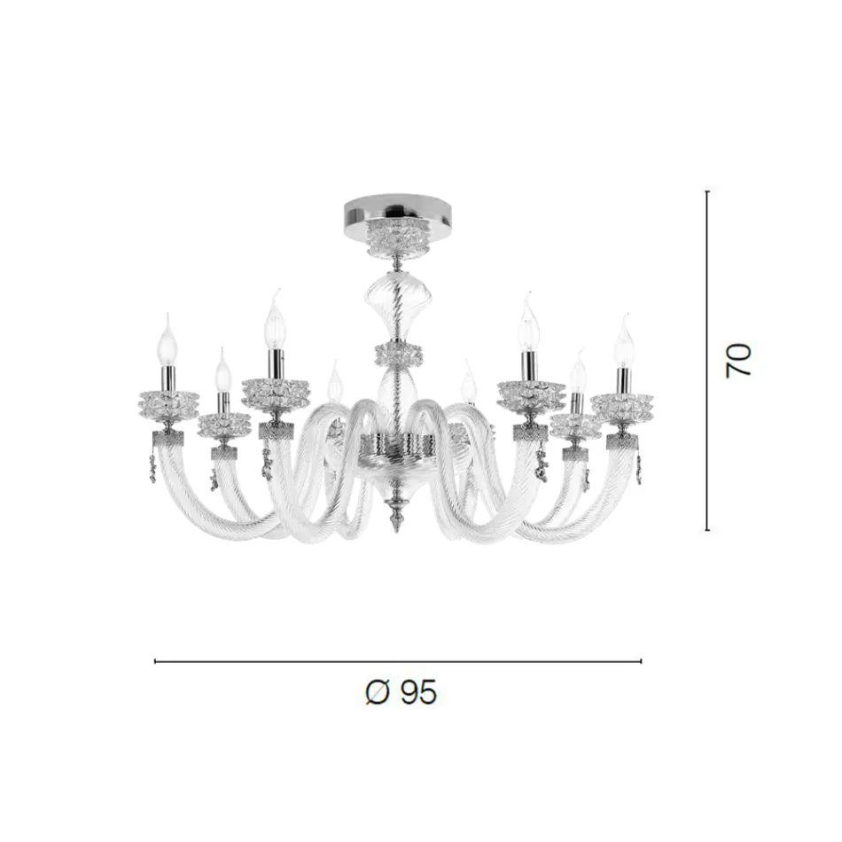 Classic Ceiling Lamp 8 Lights in Italian Luxury Handcrafted Glass - Saline Viadurini