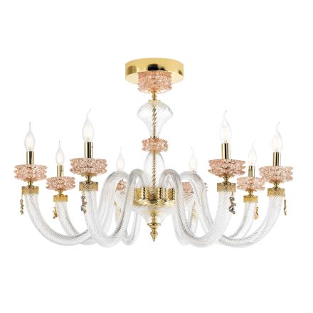 Classic Ceiling Lamp 8 Lights in Italian Luxury Handcrafted Glass - Saline Viadurini