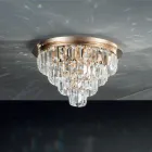 Classic Gold Metal Ceiling Lamp and Luxury Crystal Pendants - Jerome Viadurini