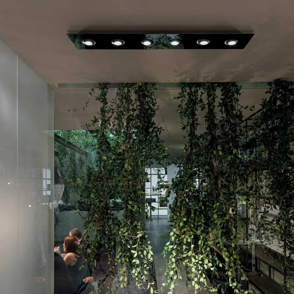 Ceiling Light with Flat Glass Plate with Lowerings - Kora Viadurini