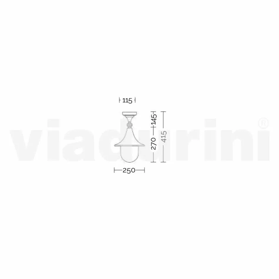 Garden ceiling lamp in die-cast aluminium made in Italy, Anusca Viadurini