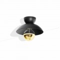 Metal Design Ceiling Lamp with Gold Finish Detail Made in Italy - Valta