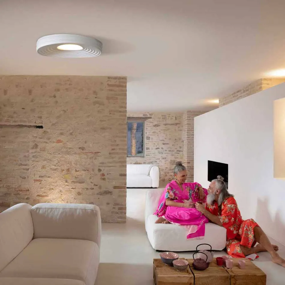 Modern Design Lounge Ceiling Lamp in Matt White Plaster - Licorice Viadurini
