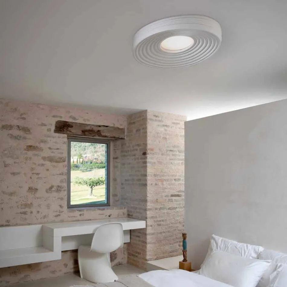 Modern Design Lounge Ceiling Lamp in Matt White Plaster - Licorice Viadurini