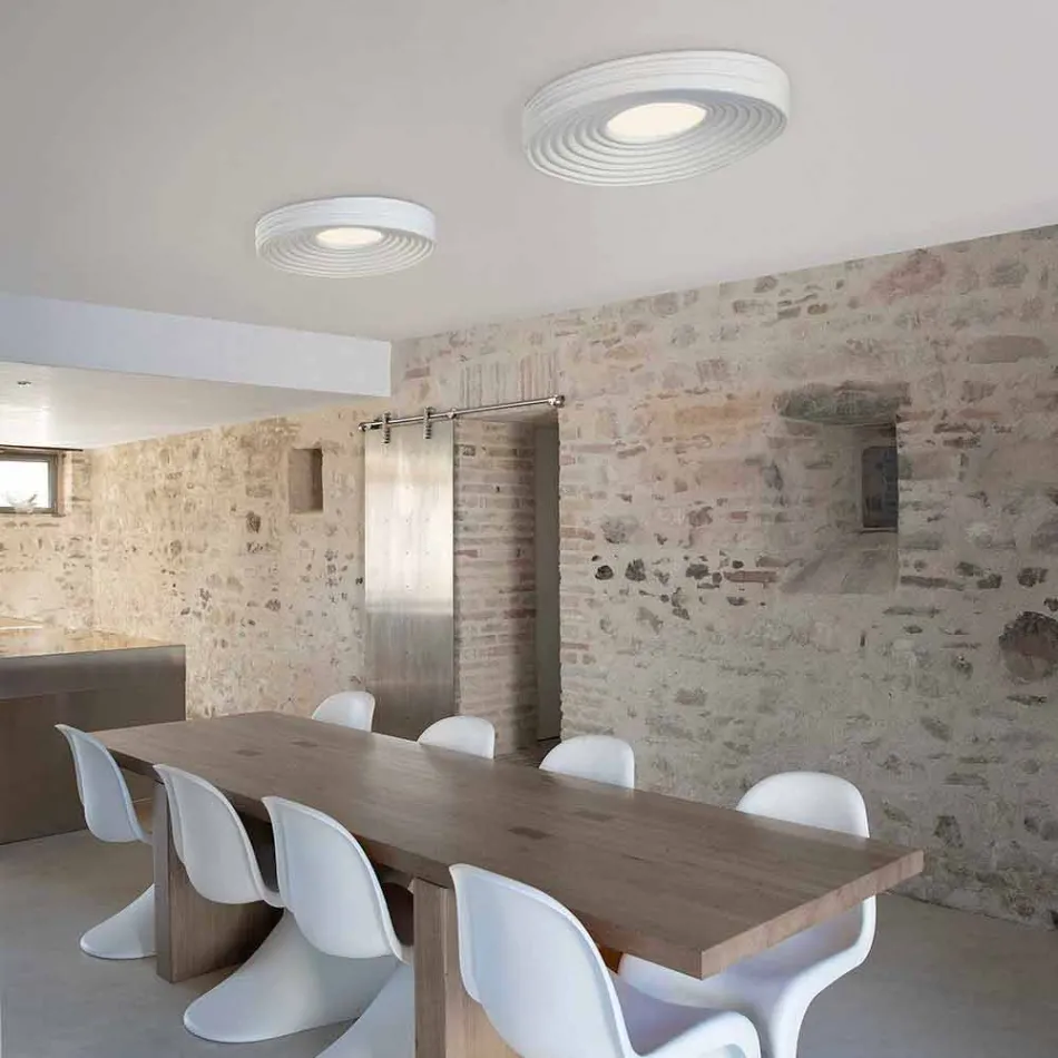 Modern Design Lounge Ceiling Lamp in Matt White Plaster - Licorice Viadurini