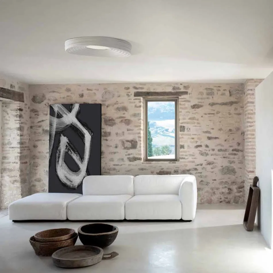 Modern Design Lounge Ceiling Lamp in Matt White Plaster - Licorice Viadurini