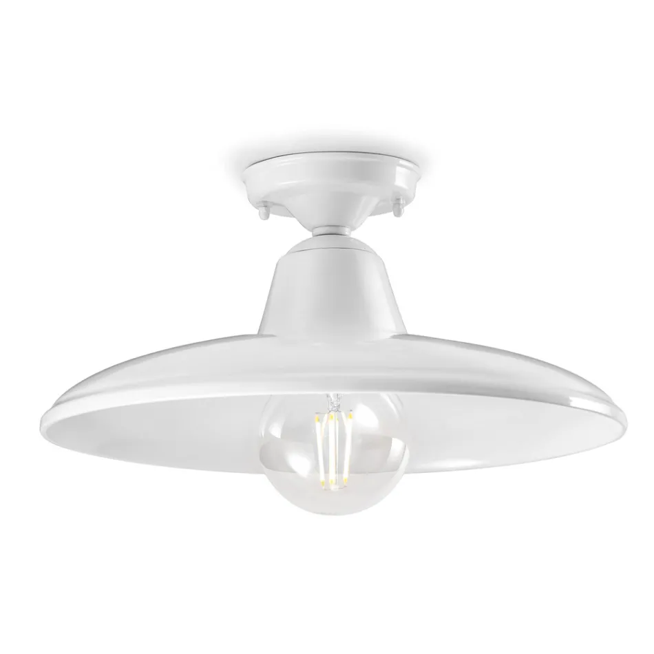 Industrial Vintage Design Black Ceramic and Iron Ceiling Lamp - Bew Viadurini