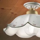 Wavy and Hand Decorated and Painted Ceramic Ceiling Lamp - Belluno Viadurini