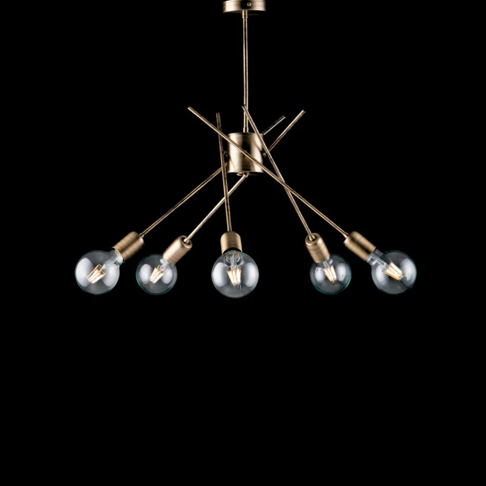 Brushed Bronze Iron Ceiling Light Made in Italy for Interior Decor - Warsaw Viadurini