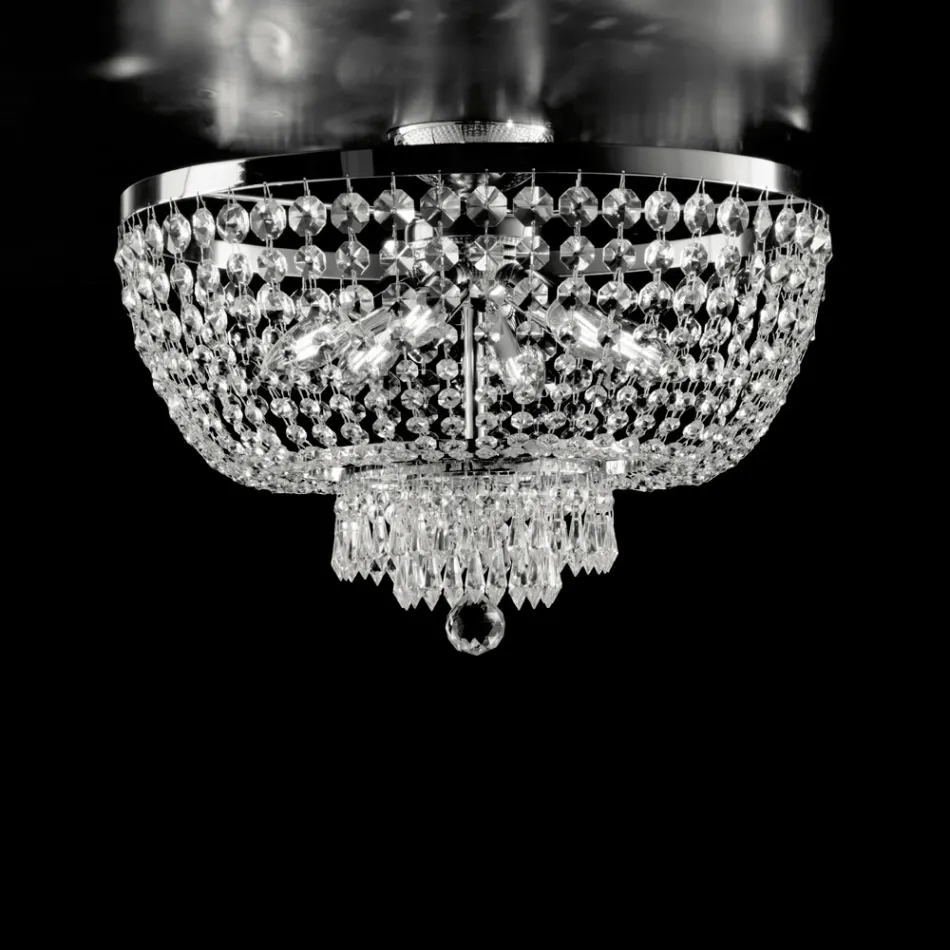 Iron and Gold Ceiling Light with Rhinestones Made in Italy for Interior Decorating - Austria Viadurini