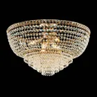 Iron and Gold Ceiling Light with Rhinestones Made in Italy for Interior Decorating - Baviera Viadurini