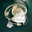 Ceiling Lamp in Iron, Sandblasted Glass and Roses of Ceramic Decoration - Siena Viadurini