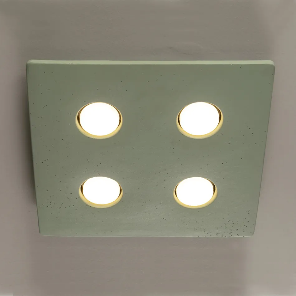 Glazed Tuscan Majolica Ceiling Lamp Made in Italy - Toscot Vivaldi Viadurini