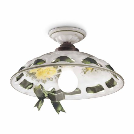 Handmade Metal and Ceramic Ceiling Lamp with Passanastri - Naples Viadurini