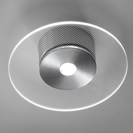 Metal Ceiling Light with Micro-Dotted Plexiglass Diffuser - Nora Viadurini