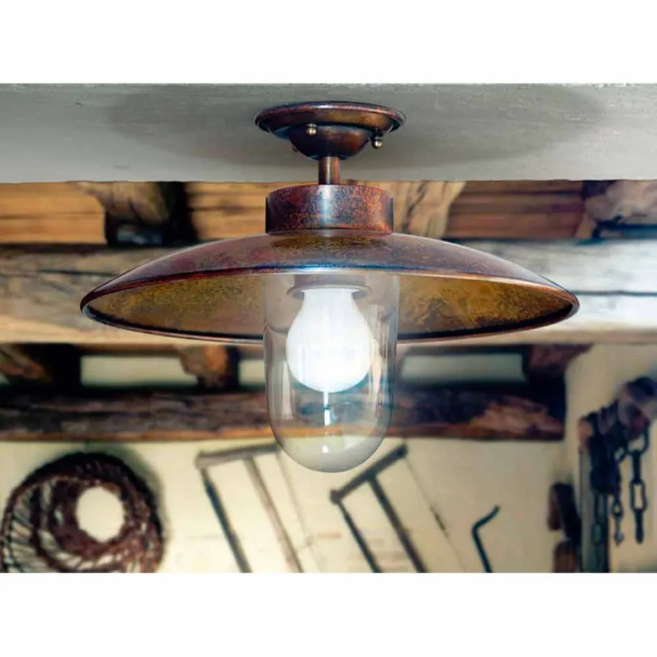 Ceiling lamp in brass, copper and glass Nabucco Aldo Bernardi Viadurini