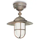 Vintage Brass Outdoor Ceiling Light, Opal Glass IP44 - Elfico Viadurini