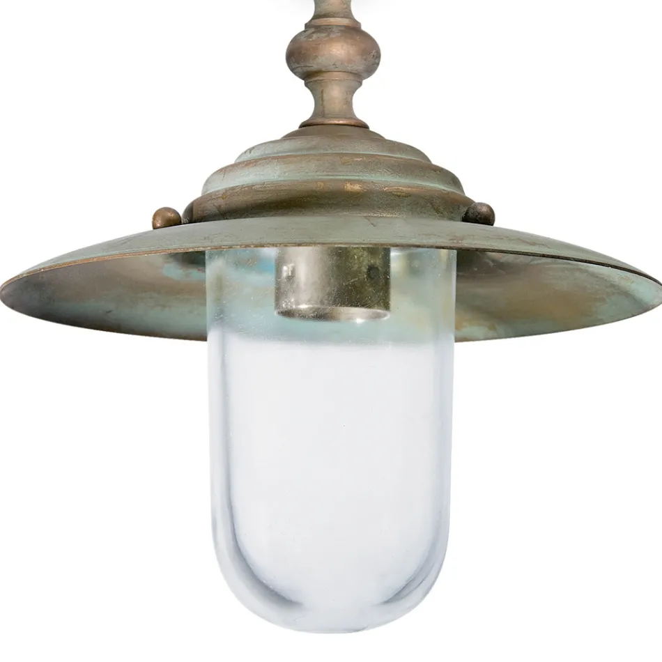 Vintage Brass Outdoor Ceiling Light, Clear Glass IP44 - Elfico Viadurini