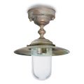Vintage Brass Outdoor Ceiling Light, Clear Glass IP44 - Elfico