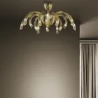 Venetian Glass and Metal Ceiling Lamp Handmade in Italy - Jason Viadurini