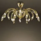 Venetian Glass and Metal Ceiling Lamp Handmade in Italy - Jason Viadurini