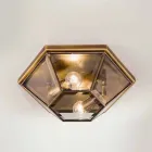 Vintage Burnished Brass and Glass Ceiling Lamp 2 Sizes - Hardcover by Il Fanale Viadurini