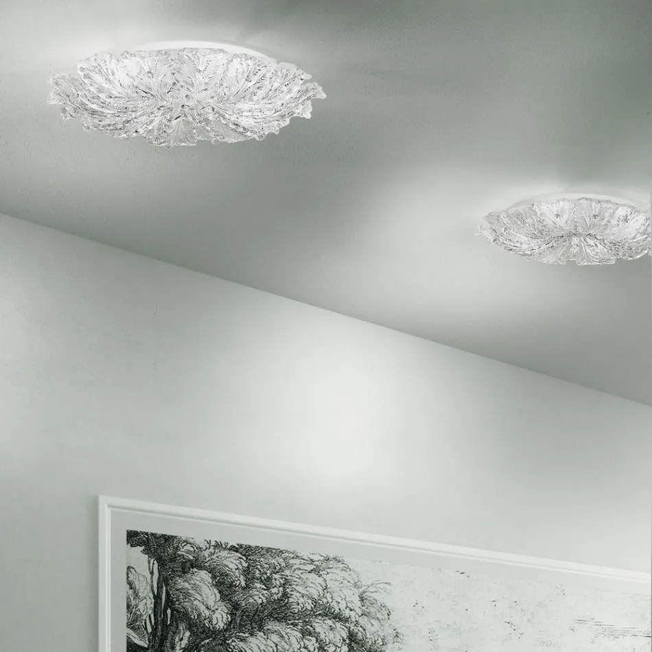 Ceiling lamp in Venetian Glass and White Metal Made in Italy - Artemide Viadurini