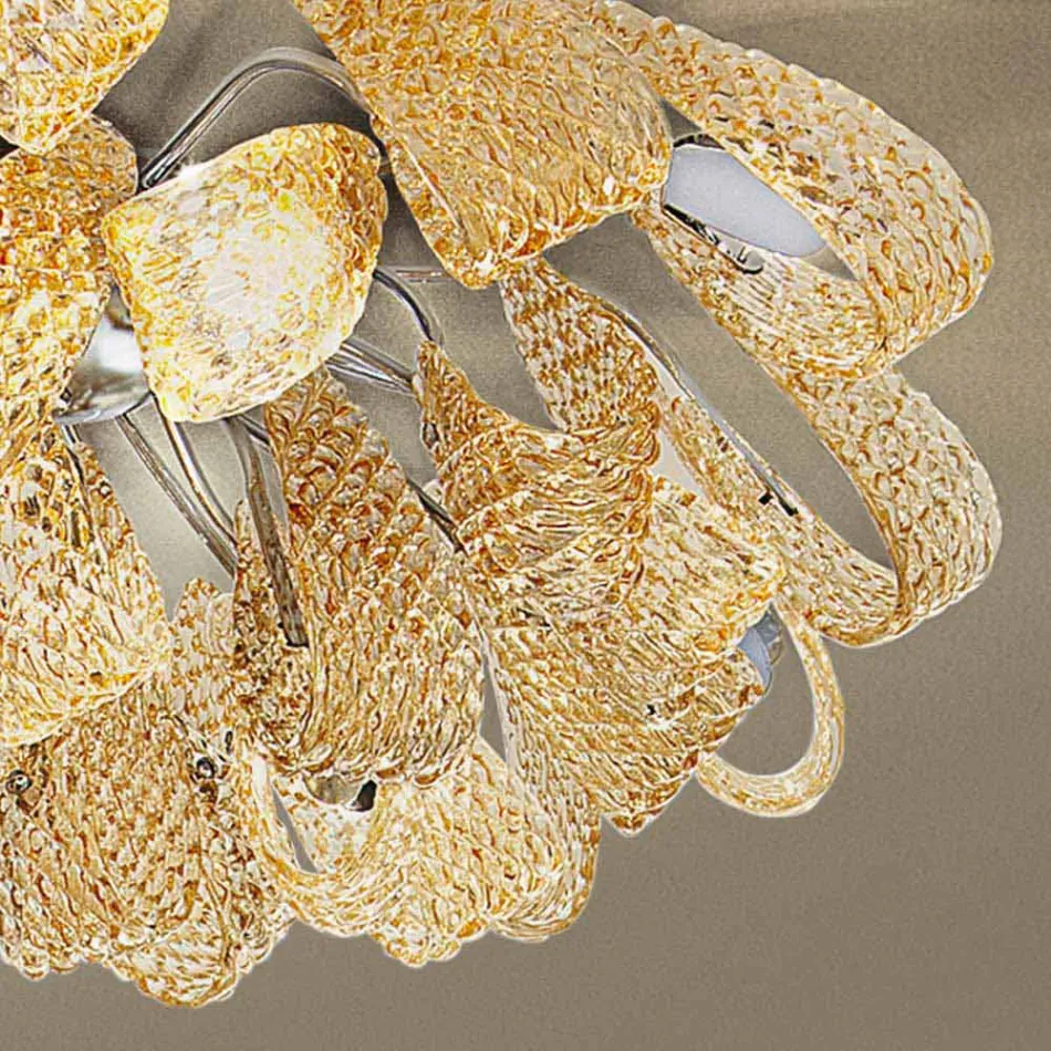 Venetian Glass and Metal Ceiling Lamp, Handmade in Italy - Diamonique Viadurini