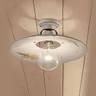 Round ceiling lamp decorated ceramic ceiling Ferroluce Viadurini