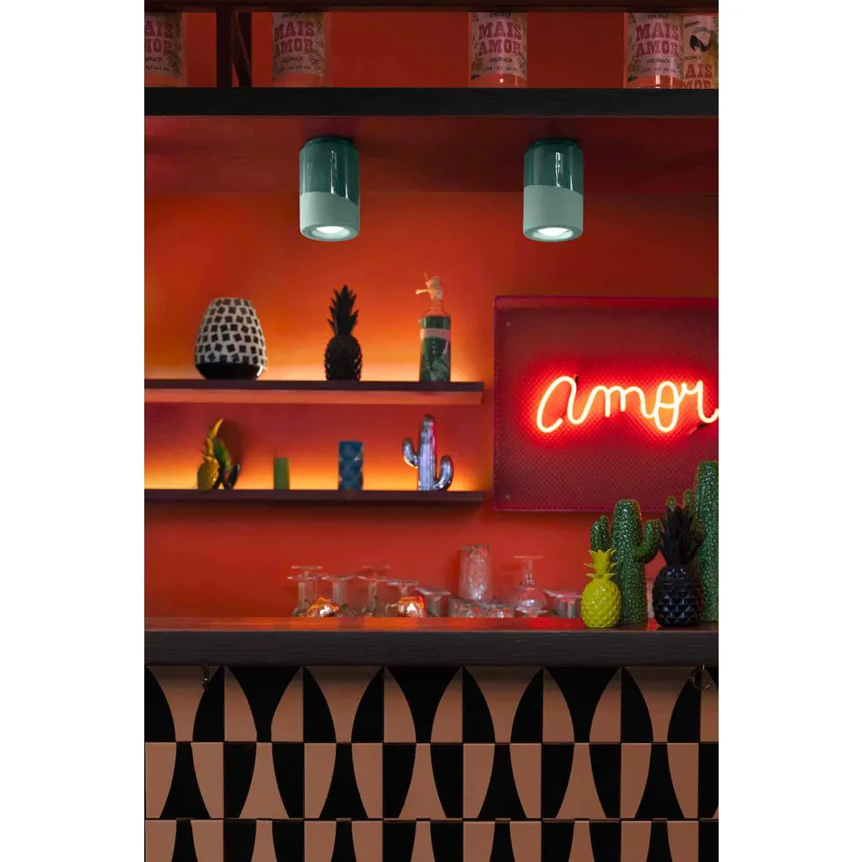 Vintage Ceiling Lamp in Ceramic Made in Italy - Ferroluce Pi Viadurini