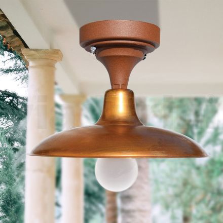 Vintage Outdoor Ceiling Lamp in Aluminium and Brass Made in Italy - Adela Viadurini