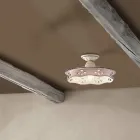 Vintage Ceiling Lamp in Ceramic and Handmade Iron 2 Sizes - Alessandria Viadurini