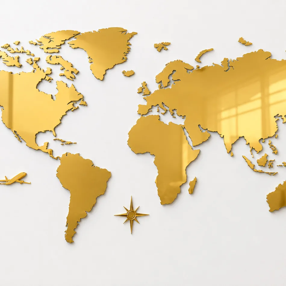 Artemia - 3-Color Plexiglass Wall Map Made in Italy Viadurini