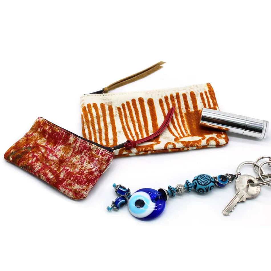 Artistic Hand Printed Clutch Bag, Unique Piece in Cotton, 2 Pieces - Viadurini by Marchi Viadurini