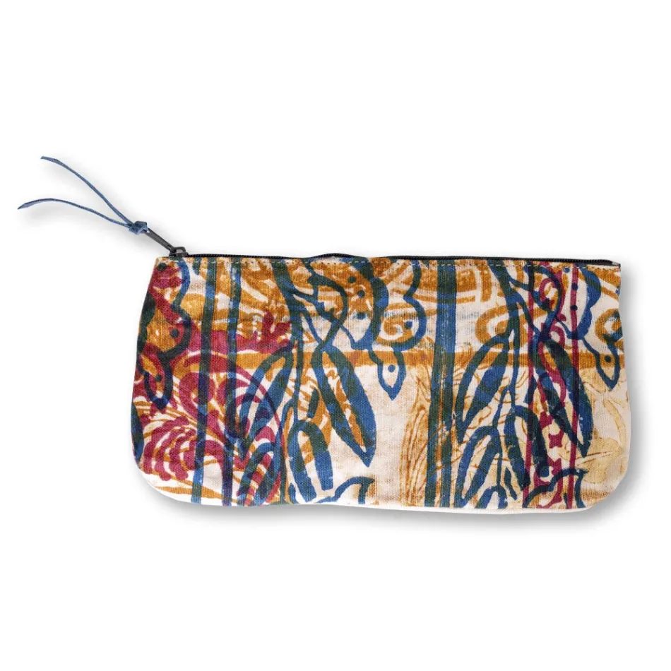 Artistic Hand Printed Clutch Bag, Unique Piece in Cotton, 2 Pieces - Viadurini by Marchi Viadurini