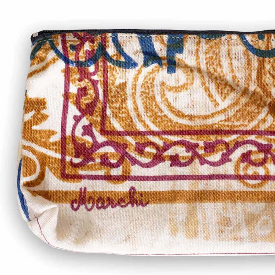 Artistic Hand Printed Clutch Bag, Unique Piece in Cotton, 2 Pieces - Viadurini by Marchi Viadurini