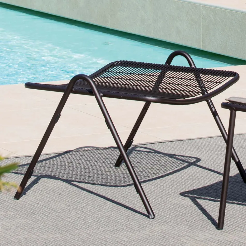 Garden Footstool with Galvanized Steel Structure Made in Italy - Elvia Viadurini