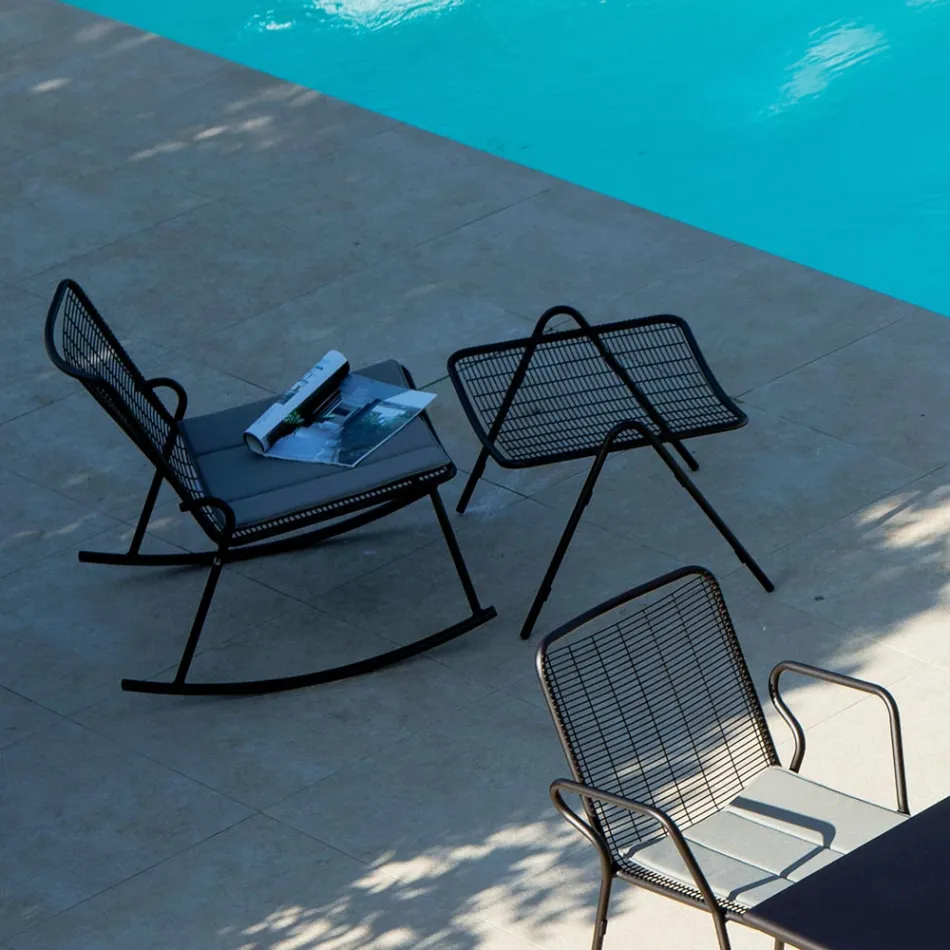 Garden Footstool with Galvanized Steel Structure Made in Italy - Elvia Viadurini