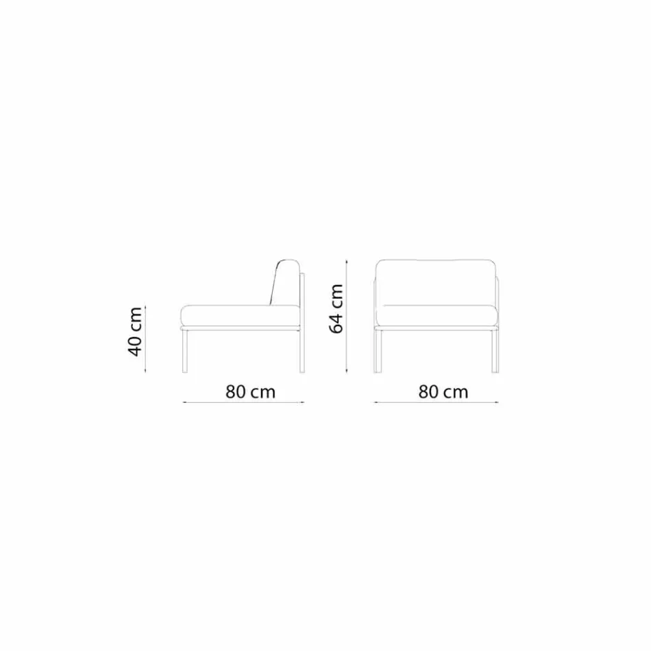 Central Modular Armchair for Outdoor in Metal and Fabric Made in Italy - Cola Viadurini