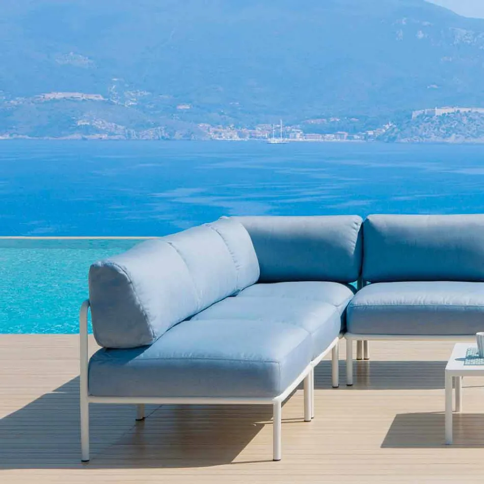 Central Modular Armchair for Outdoor in Metal and Fabric Made in Italy - Cola Viadurini