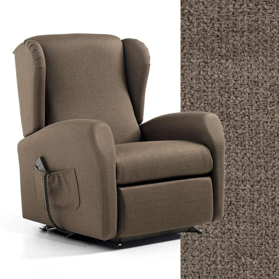 Lift Armchair with Extra Large Seat in Made in Italy Fabric - Margaret Viadurini