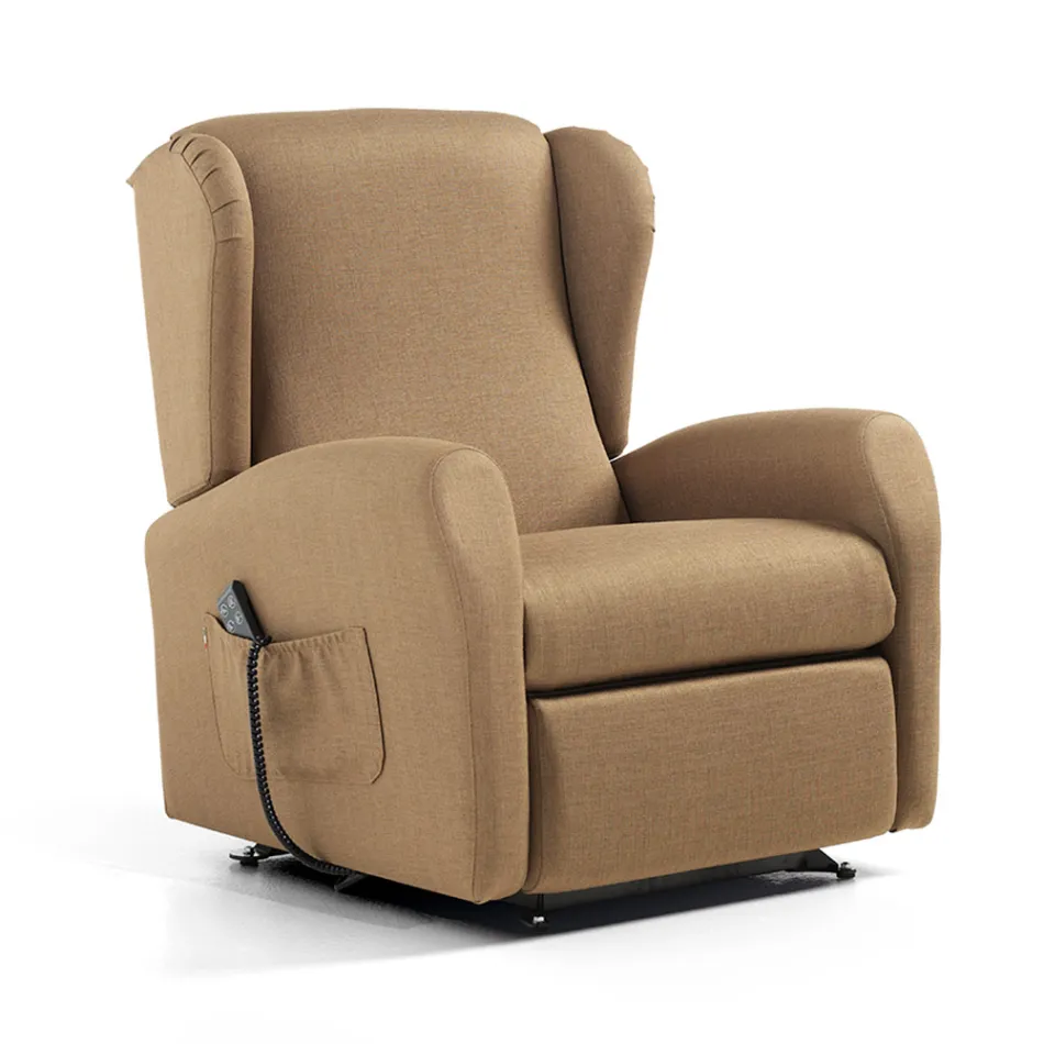Lift Armchair with Extra Large Seat in Made in Italy Fabric - Margaret Viadurini