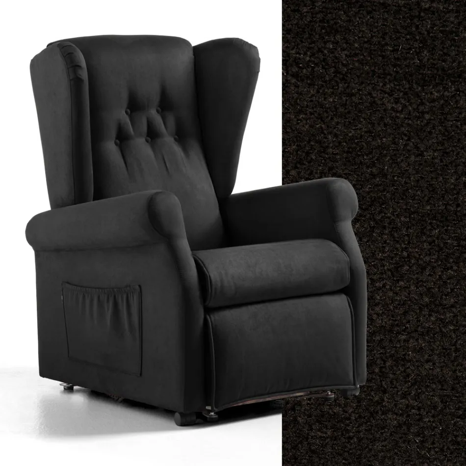 Fabric Lift Armchair with Lift, Relax and Bed Functions - Romina Viadurini