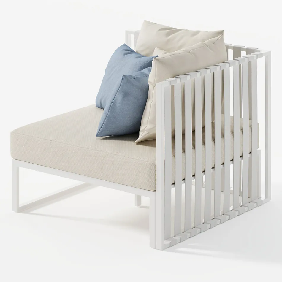 Right Corner Outdoor Armchair in Aluminium and Straps Made in Italy - Juliediv Viadurini