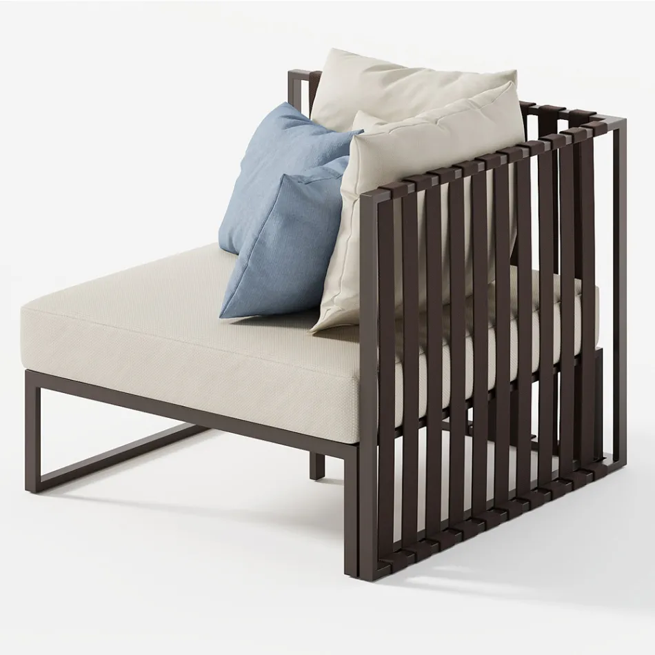 Right Corner Outdoor Armchair in Aluminium and Straps Made in Italy - Juliediv Viadurini